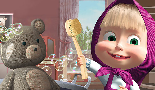 Muñeca y el oso juego de limpieza