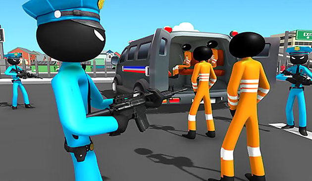 米国警察の棒人間犯罪者飛行機トランスポーターゲーム