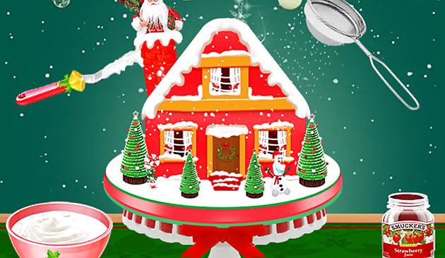 Pastel de la casa de pan de jengibre de Navidad