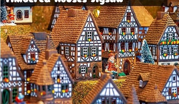 Rompecabezas de casas de madera