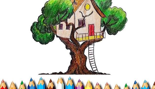 Раскраска «Домик на дереве»