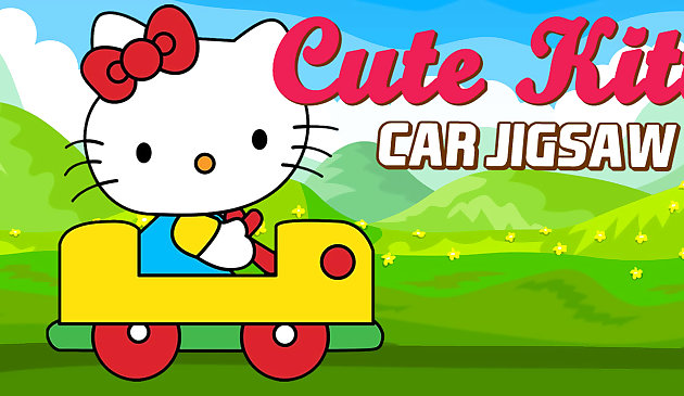 かわいい子猫の車のジグソーパズル