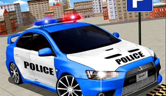 Moderno aparcamiento de coches de policía 3D