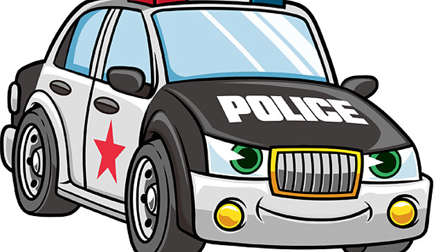 Diapositive de voiture de police de dessin animé