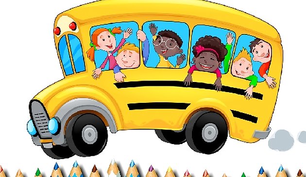 Libro para colorear del autobús escolar