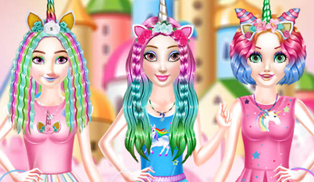 Princesses Rainbow Unicorn Salon de coiffure