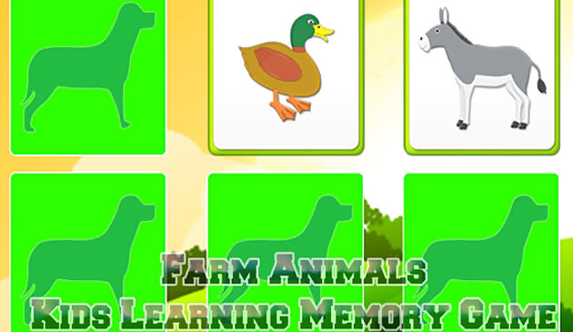 농장 동물 기억을 배우는 아이들