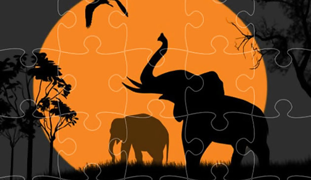 Puzzle Elephant Silhouette