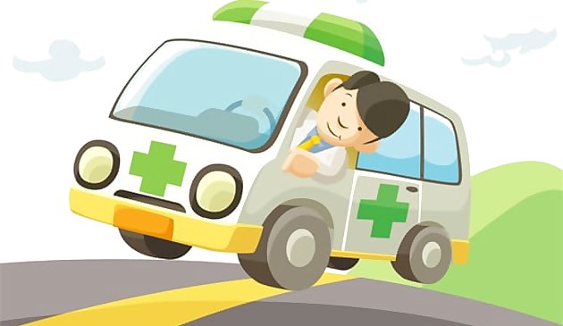 Diapositiva de ambulancia de dibujos animados