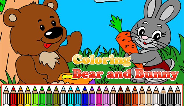 Colorear oso y conejito