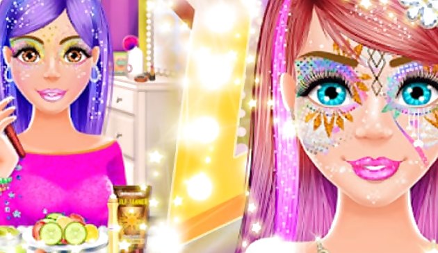 Salón de pintura facial: Juegos de fiesta de maquillaje de purpurina