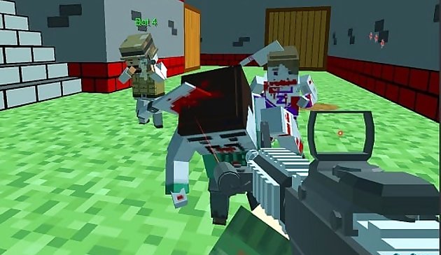 Disparando Zombie Blocky combate Guerra