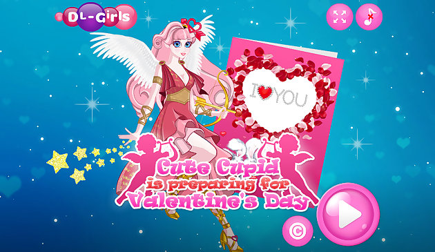 Cute Cupid is preparing for Valentines Day