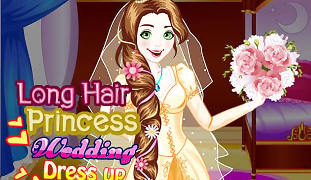 Свадебное платье принцессы с длинными волосами
