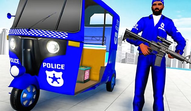 Auto-Rikscha-Fahrt der Polizei